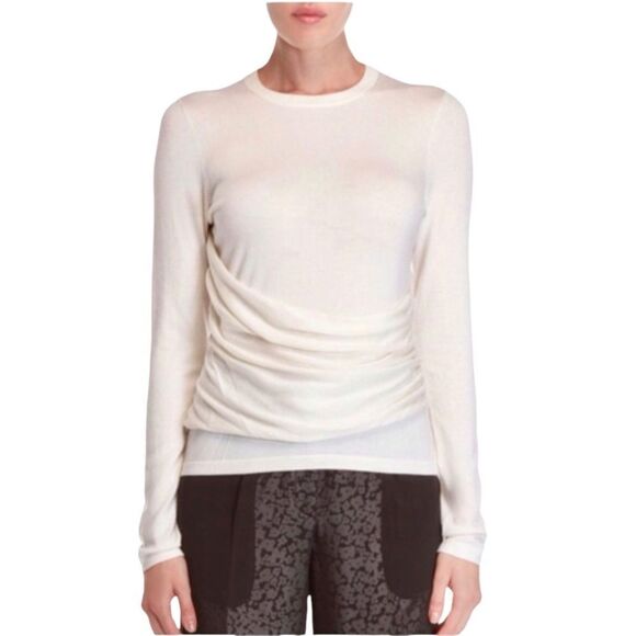 Derek Lam Black Sasha Cashmere and Silk Ruched Front Sweater Size M - Picture 2 of 7